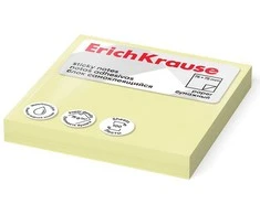 Lipnūs lapeliai užrašams, ErichKrause, 75x75mm, 100 lapelių, geltonos sp.