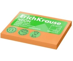 Lipnūs lapeliai užrašams NEON, ErichKrause, 50x75mm, 100 lapelių, neoninės oranžinės sp.