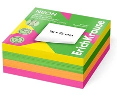 Lipnūs lapeliai užrašams NEON, ErichKrause, 75x75mm, 400 lapelių, 4 neoninės sp.