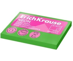 Lipnūs lapeliai užrašams NEON, ErichKrause, 50x75mm, 100 lapelių, neoninės žalios sp.
