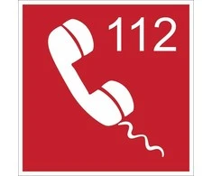 Lipnus ženklas GAISRO AVARINIS TELEFONAS 112, 140x140mm