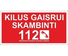 Lipnus ženklas KILUS GAISRUI SKAMBINTI, 75x150mm
