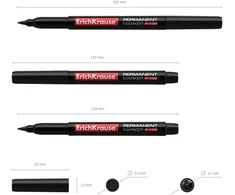 Permanentinis žymeklis P-100, ErichKrause, 1.0 mm, juodos sp.