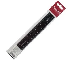 Plastikinė liniuotė AXENT, 20cm ilgio, juodos sp., blisteryje