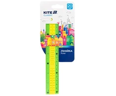 Plastikinė liniuotė CLASSIC, Kite, 20 cm, žalios / geltonos sp.