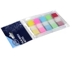 Plastikiniai indeksai-žymekliai FOROFIS, 44x12mm, 150 lapelių, 5 neoninės sp., dėžutėje