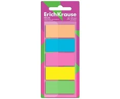 Plastikiniai indeksai-žymekliai NEON, ErichKrause, 45x20mm, 100 lapelių, 5 spalvos