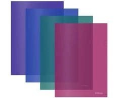 Plastikiniai L formos aplankai GLOSSY VIVID, ErichKrause, A4, 180mkr, 12 vnt., permatomi, 4 sp.
