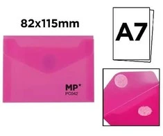 Plastikiniai vokai su lipduku MP, A7, 260mkr, permatomi, įvairių sp., 2 vnt.
