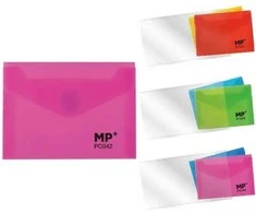 Plastikiniai vokai su lipduku MP, A7, 260mkr, permatomi, įvairių sp., 2 vnt.