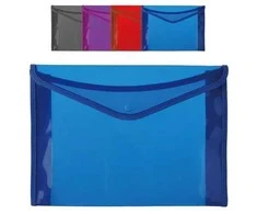 Plastikinis apsiūtas vokas su spaustuku MP, A4, 400 mkr, su praplatėjimu, permatomas, 4 sp.