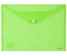 Plastikinis vokas su spaustuku AXENT, A4, 180mkr, permatomas, žalios sp.