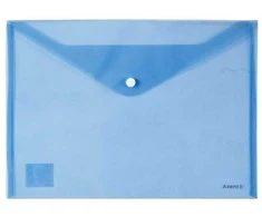 Plastikinis vokas su spaustuku AXENT, A4, 180mkr, permatomas, mėlynos sp.