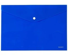 Plastikinis vokas su spaustuku AXENT, A4, 180mkr, nepermatomas, mėlynos sp.