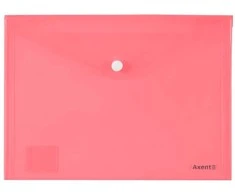 Plastikinis vokas su spaustuku AXENT, A4, 180mkr, permatomas, raudonos sp.