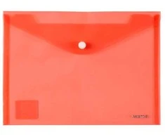 Plastikinis vokas su spaustuku AXENT, A5, 180mkr, permatomas, raudonos sp.