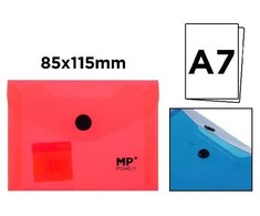 Plastikinis vokas su spaustuku MP, A7, 260mkr, permatomas, raudonos sp.