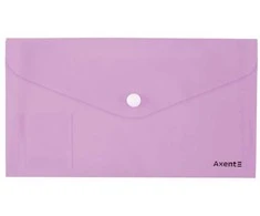 Plastikinis vokas su spaustuku PASTELINI, Axent, DL, 180mkr, permatomas, alyvinės sp.