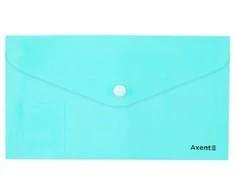 Plastikinis vokas su spaustuku PASTELINI, Axent, DL, 180mkr, permatomas, turkio sp.