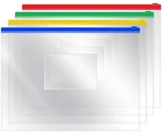 Plastikinis vokas su užtrauktuku, ErichKrause, A5, 140mkr, skaidrus, su įvairių sp. užtrauktuku
