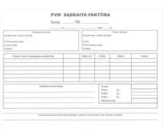 PVM sąskaita-faktūra, A5x2x50, be Nr.