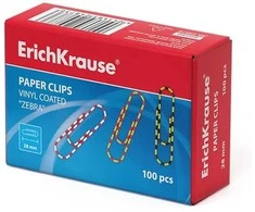 Sąvaržėlės ZEBRA, ErichKrause, ilgis 28mm, 100vnt., dengtos dvispalviu plastiku, įvairių sp.