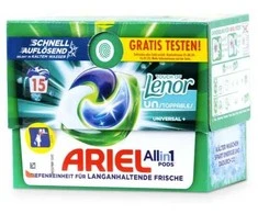 Skalbimo kapsulės ARIEL All in 1 Universal Touch Of Lenor, 15 vnt.