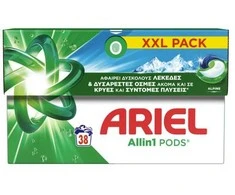 Skalbimo kapsulės ARIEL Allin1 Alpine, 38vnt.