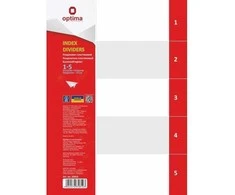 Skiriamieji lapai OPTIMA, A4, plastikiniai, 1-5, 110mkr, pilkos sp.