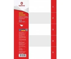 Skiriamieji lapai OPTIMA, A4, plastikiniai, 1-5, 110mkr, pilkos sp.
