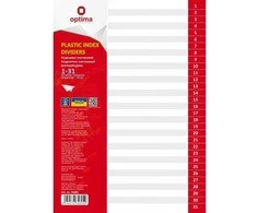 Skiriamieji lapai OPTIMA, A4, plastikiniai, 1-31, 180mkr, pilkos sp.