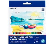 Spalvoti šešiabriauniai akvareliniai pieštukai CLASSIC, Kite, 24 sp. + teptukas