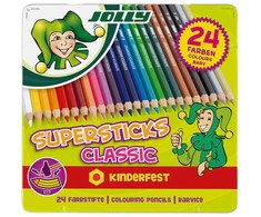 Bez Marki Spalvoti šešiabriauniai pieštukai Classic, Jolly, 24 spalvos