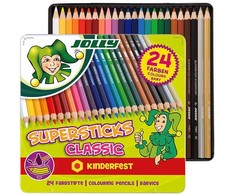 Bez Marki Spalvoti šešiabriauniai pieštukai Classic, Jolly, 24 spalvos