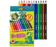 Spalvoti šešiabriauniai pieštukai X-BIG, Jolly, 12 sp.