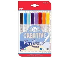 Spalvotų žymeklių rinkinys BE CREATIVE, MP, 8 metalizuotos + sidabro sp.