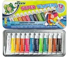 Tempera SUPER, Jolly, 12 spalvų po 7,5ml, metalinėje dėžutėje