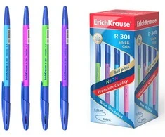 Tušinukas R-301 NEON STICK&amp;GRIP, ErichKrause, 0.7mm, mėlynos sp.