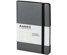 Užrašų knyga PARTNER SOFT, Axent, A5, 96 lapai, 80gsm, langeliais, minkštas PU viršelis, sidabro sp.