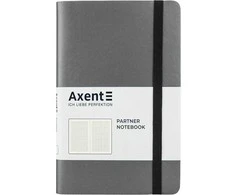 Užrašų knyga PARTNER SOFT, Axent, A5, 96 lapai, 80gsm, langeliais, minkštas PU viršelis, sidabro sp.