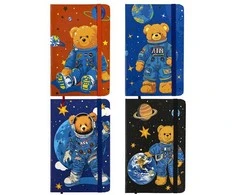 Užrašų knygelė BEAR IN SPACE, Centrum, A6, 80 lapų, 77gsm, linija, kietu viršeliu, su skirtuku ir gumele