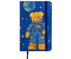 Užrašų knygelė BEAR IN SPACE, Centrum, A6, 80 lapų, 77gsm, linija, kietu viršeliu, su skirtuku ir gumele