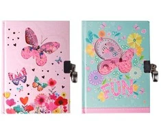 Užrašų knygelė - dienoraštis BUTTERFLIES &amp; FLOWERS, MP, A5, 80 lapų, 80gsm, su spynele