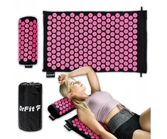 Akupresūros kilimėlis su pagalve DrFit, 75x44 cm, rožinis