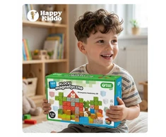 Happy Kiddo Magnetiniai kaladėlių konstruktoriai vaikams, 120 el., 3D, stiprūs magnetai