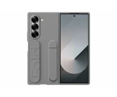 Dėklas Samsung Galaxy Fold6 stovimas dangtelis su pilku dirželiu