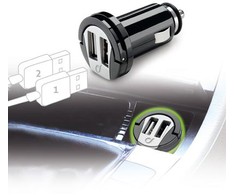 Cellular Line Dual USB automobilinis įkroviklis 2A Cellular juodas