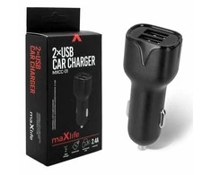 Maxpower automobilinis įkroviklis MXCC-01 2xUSB 2.4A by Maxlife Juodas by Maxlife Juodas