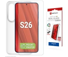 „Samsung Galaxy S26“ tikras ekrano stiklas MM + dėklas, pagamintas „Displex“ permatomas