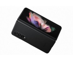 Dėklas FF926LBE odinis atverčiamas dangtelis, skirtas Samsung Galaxy Fold 3 (Juodas)